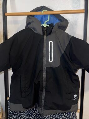 Zara Black and Gray Kids Hooded Puffer with Blue Hood Lining